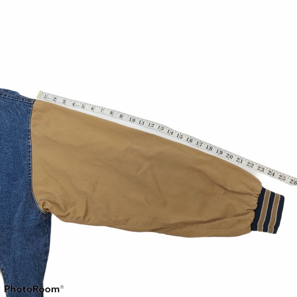 Vintage Contrast Denim Bomber Jacket sz Medium - Picture 12 of 13